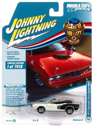 1:64 Plymouth Barracuda Convertible 1971 White. Johnny Lightning